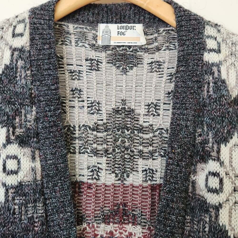Vintage London Fog Cardigan Sweater Button Front  Alpaca Blend Grandpacore Dad L - Picture 4 of 11